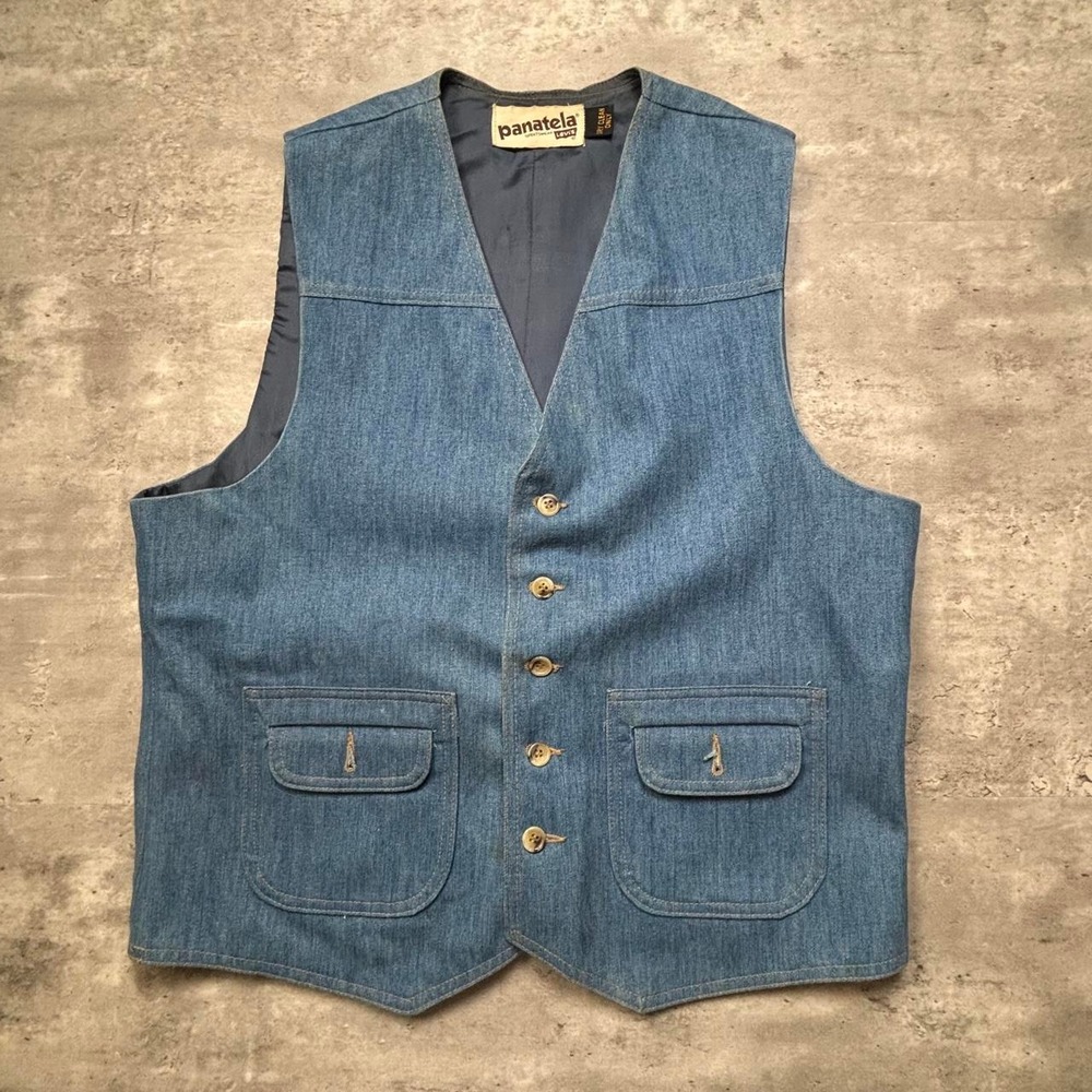 Levi's Panatela Western Vest Mens Medium Blue Vintage 70s Denim Sportswear
